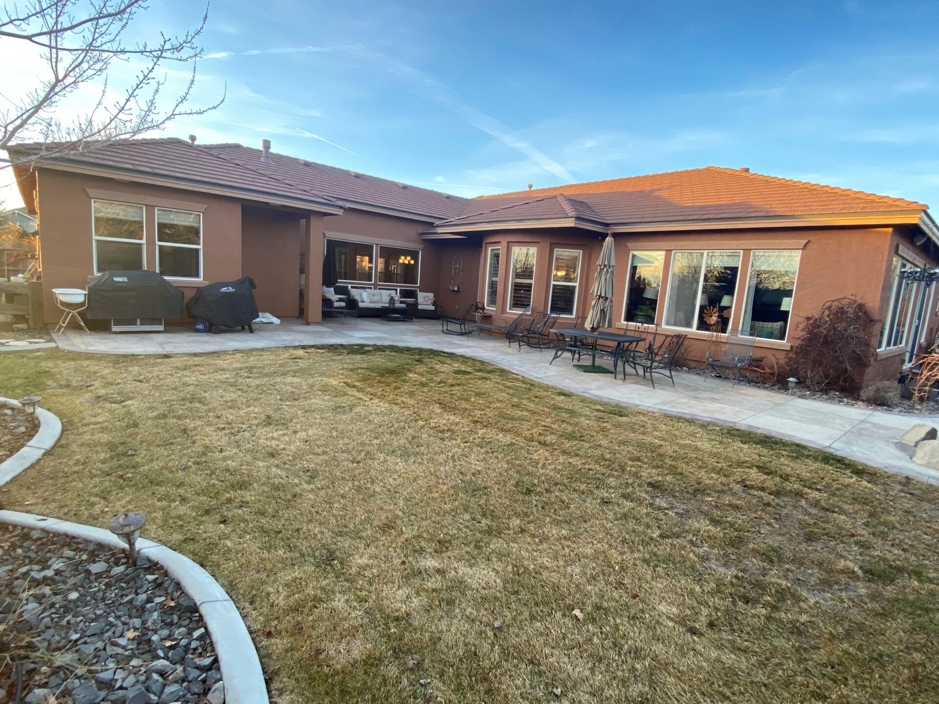 Northern Nevada backyard before a custom aluminum patio cover installation